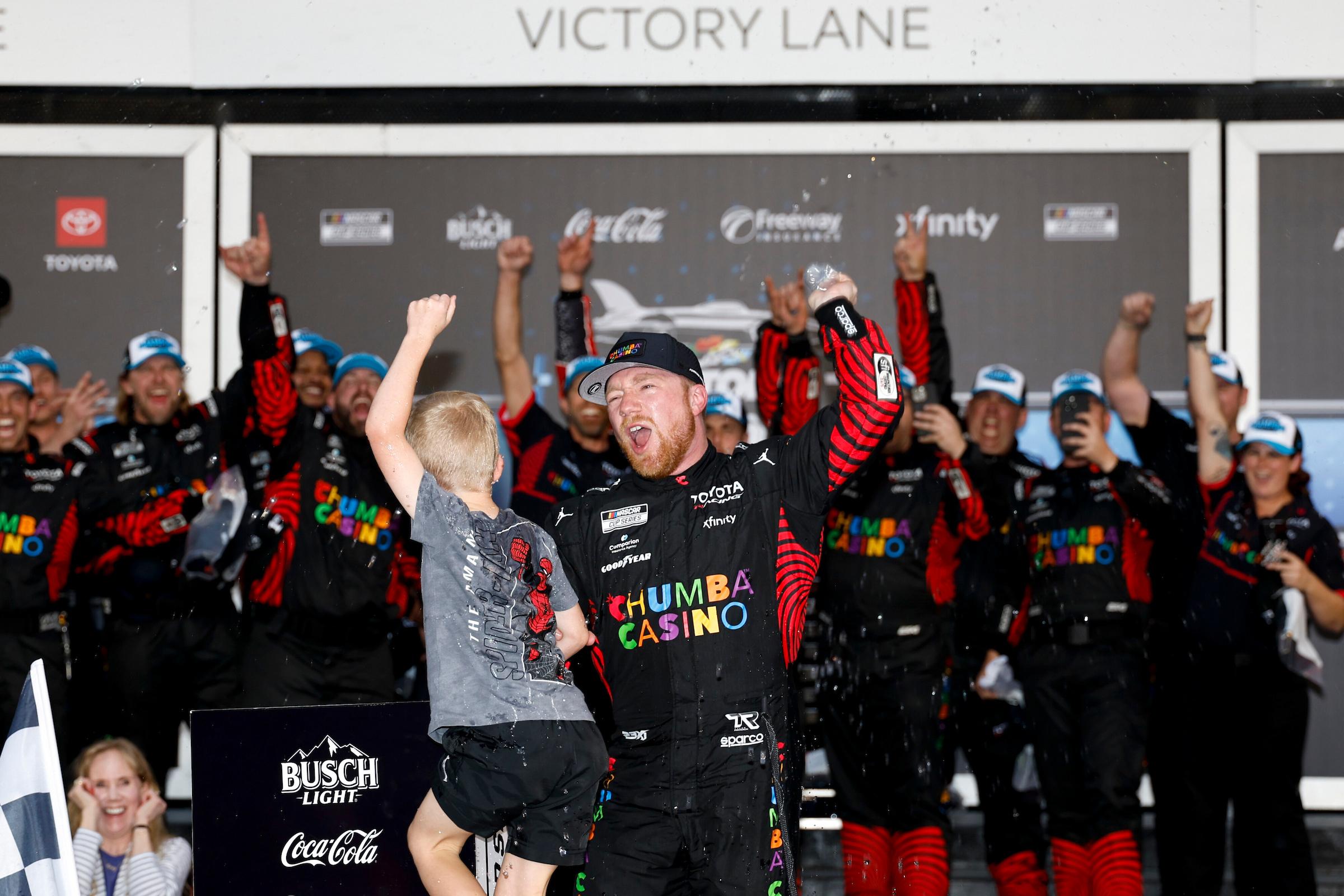 Tyler Reddick celebrates his first Daytona 500 in the 68th running of the Great American Race. (Photo: Gavin Baker | Nigel Kinrade Photography).