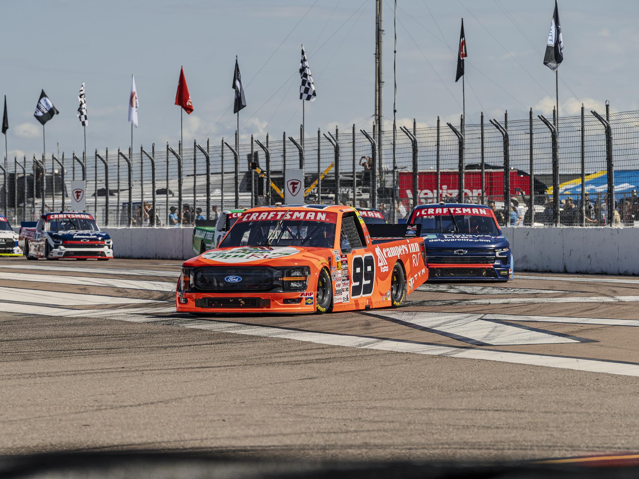 Ben Rhodes makes his way through Turn 1 during the OnlyBulls Green Flag 150 at the St. Petersburg Street Course.