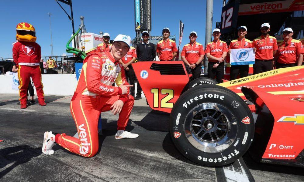 David Malukas captures his first career NTT P1 Award for the Good Ranchers 250 at Phoenix Raceway (Photo: Joe Skibinski | Penske Entertainment).