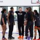 From left to right: guard Sha Carter, center Natasha Mack, head coach Nate Tibbetts, forward Alyssa Thomas, guards Kahleah Copper and Kiana Williams during the Phoenix Mercury's training camp. (Photo credit- Phoenix Mercury)