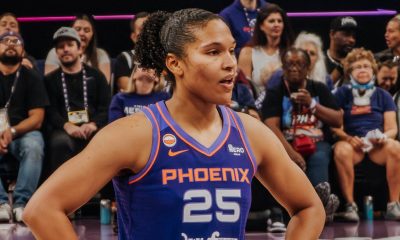 Phoenix Mercury forward Alyssa Thomas (no. 25) during a game against the Minnesota Lynx on May 12. (Credits- Trippy Traveler Media)