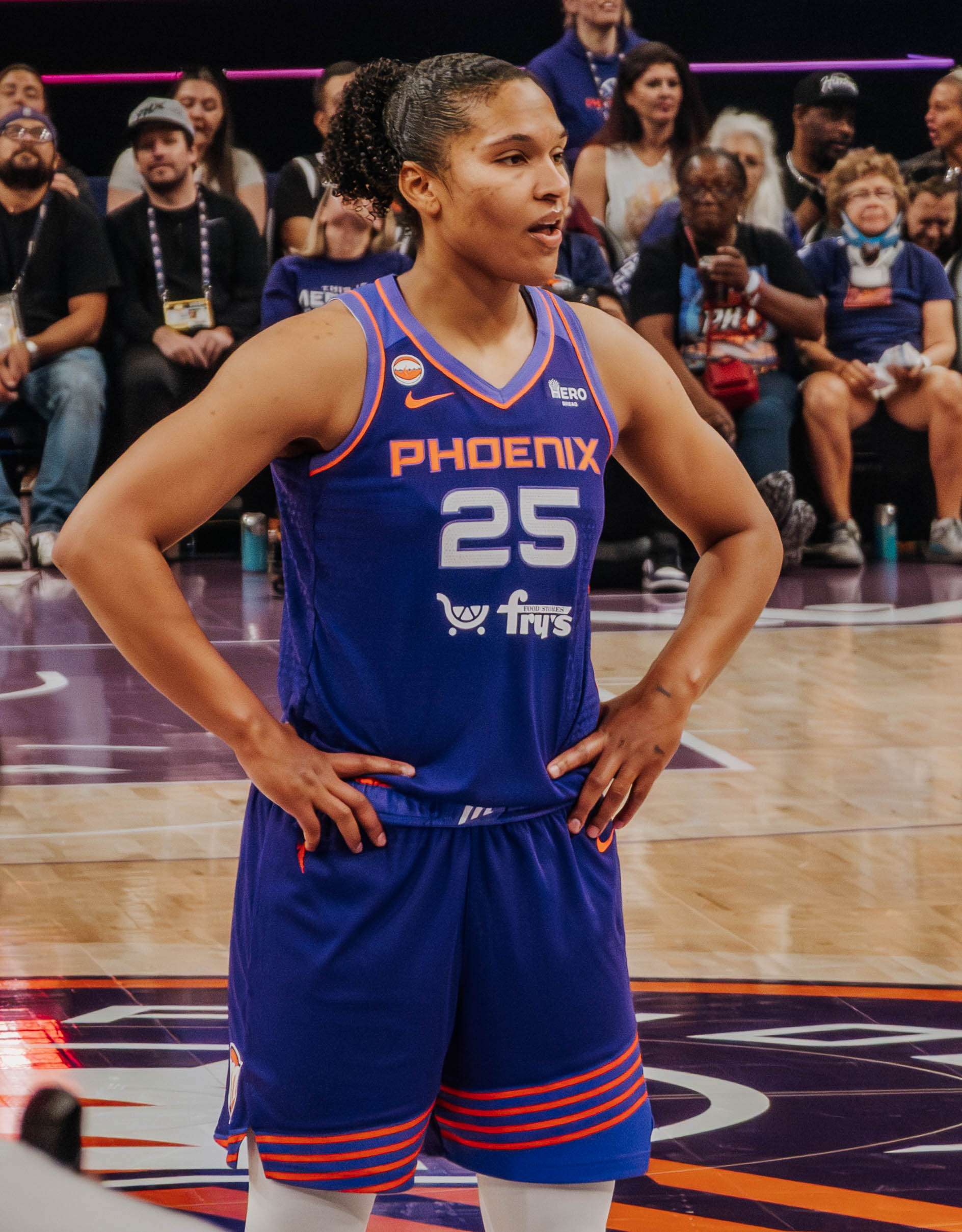 Phoenix Mercury forward Alyssa Thomas (no. 25) during a game against the Minnesota Lynx on May 12. (Credits- Trippy Traveler Media)