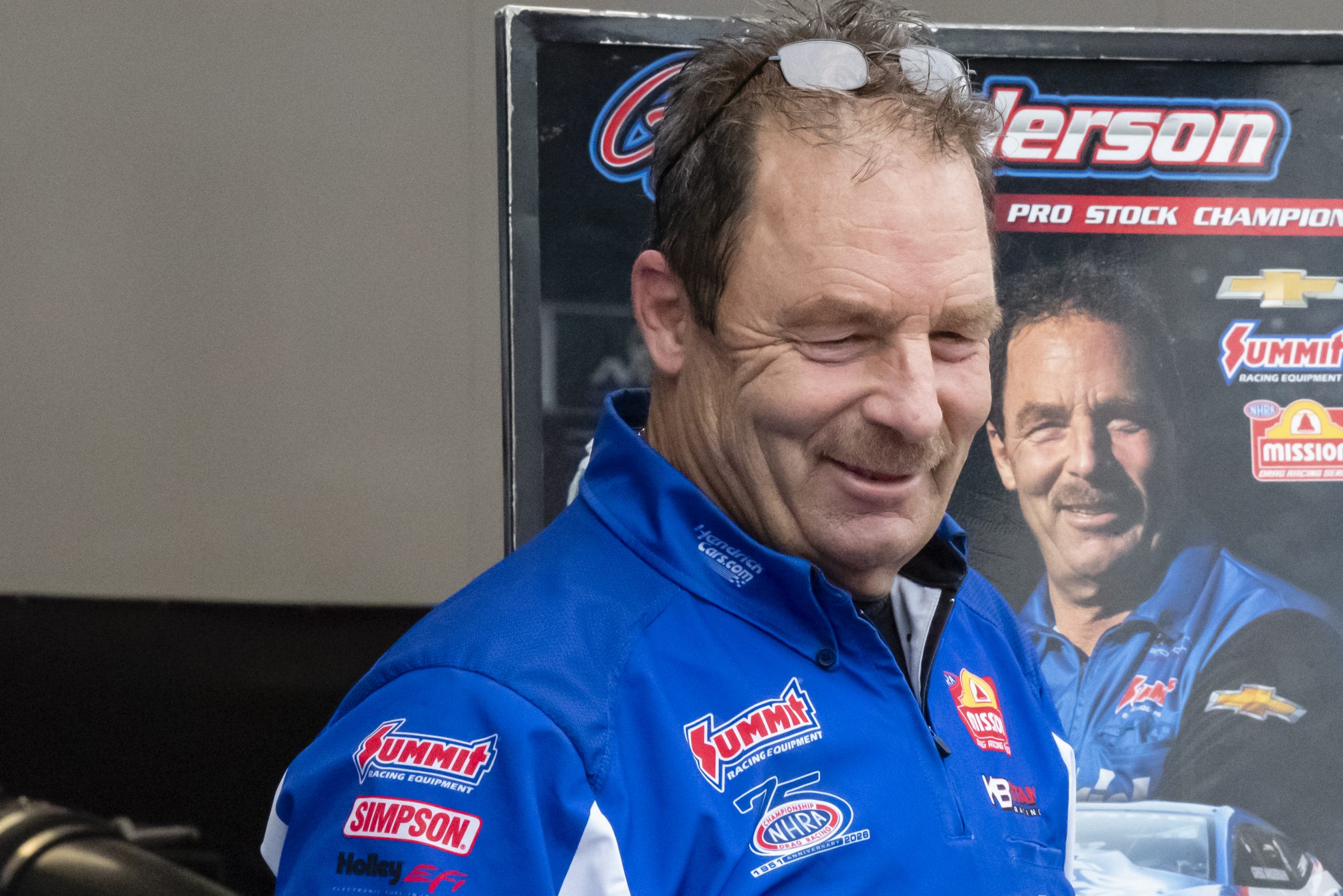 Greg Anderson greets fans in Epping during the NHRA New England Nationals weekend.