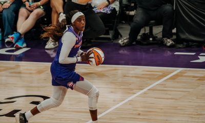 Phoenix Mercury guard Kahleah Copper (No. 2) during a matchup against the Seattle Storm on June 20. (Photo- Adrianna Peralta, Trippy Traveler Media)