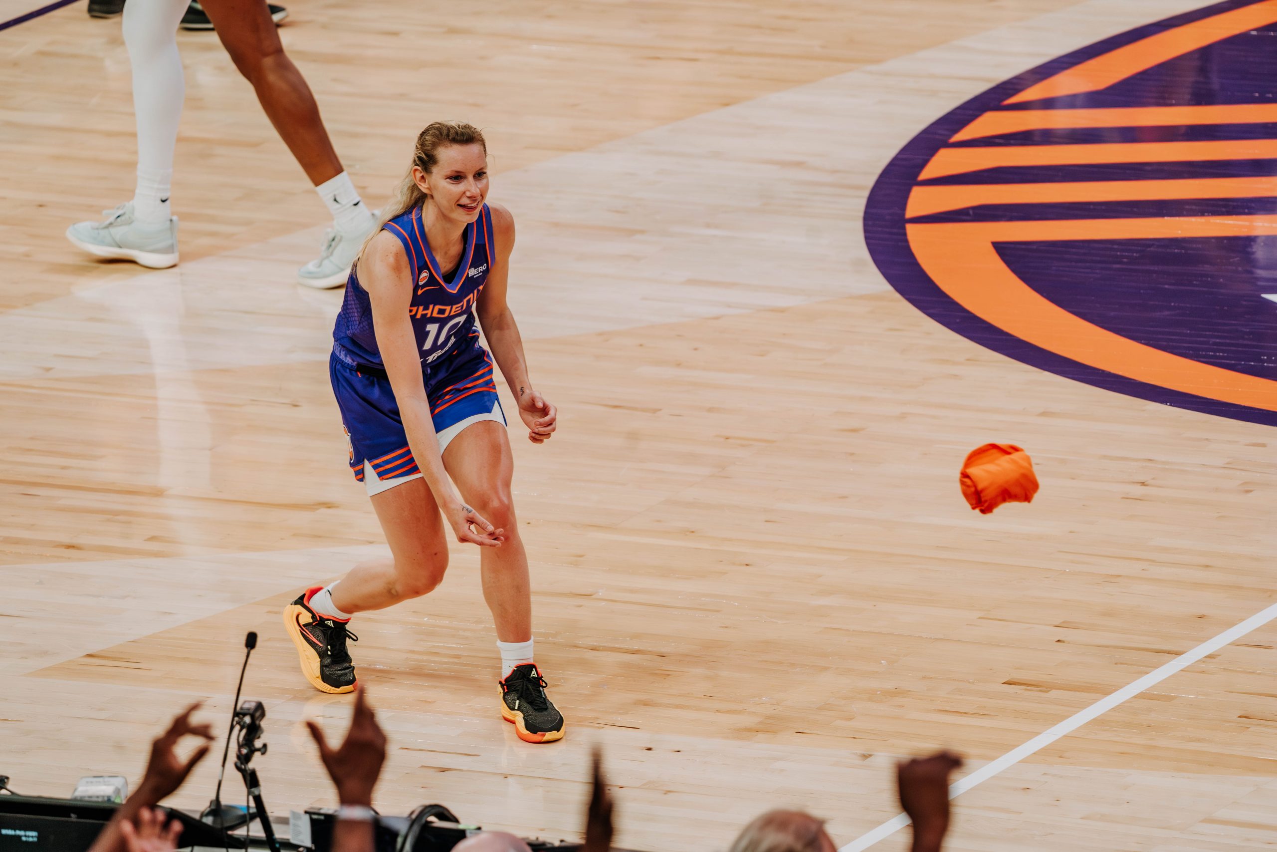 Phoenix Mercury guard Lexi Held (No. 10) after the team's win over the Seattle Storm at home on June 20. (Photo- Adrianna Peralta, Trippy Traveler Media)