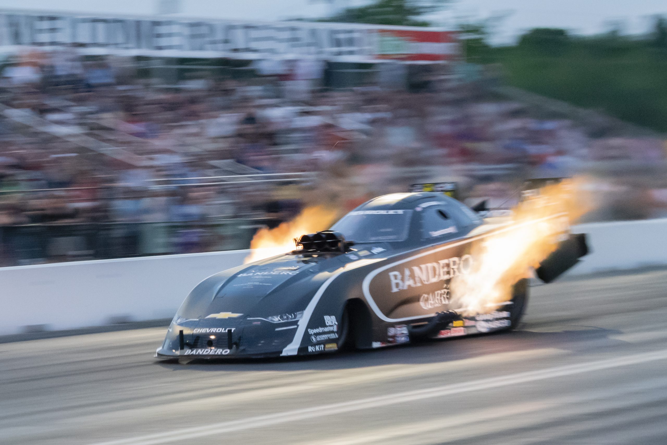 Alexis Dejoria drives to the No. 1 qualified spot on Friday night at the NHRA New England Nationals