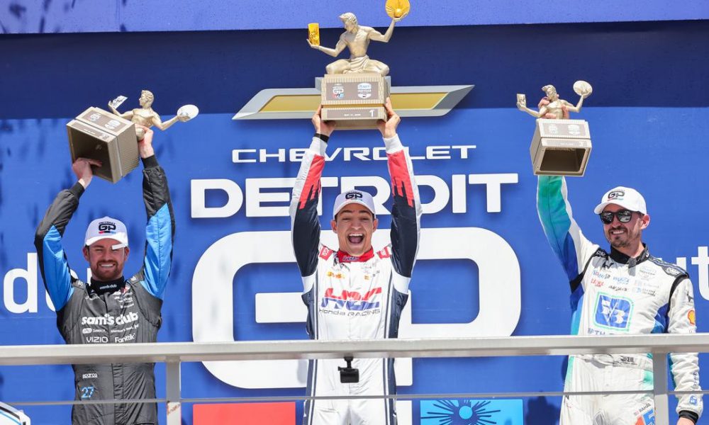 Alex Palou celebrates his fourth victor of the 2026 NTT IndyCar season at the Chevrolet Detroit Grand Prix (Photo: Chris Owens | Penske Entertainment).