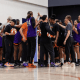 Phoenix Mercury huddles around during a practice. (Photo- Phoenix Mercury)