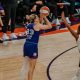 Phoenix Mercury guard Sami Whitcomb (No. 33) attempts a three-pointer during a game against the Indiana Fever at Mortgage Matchup Center on July 9 (Photo: Adrianna Peralta | The Podium Finish)