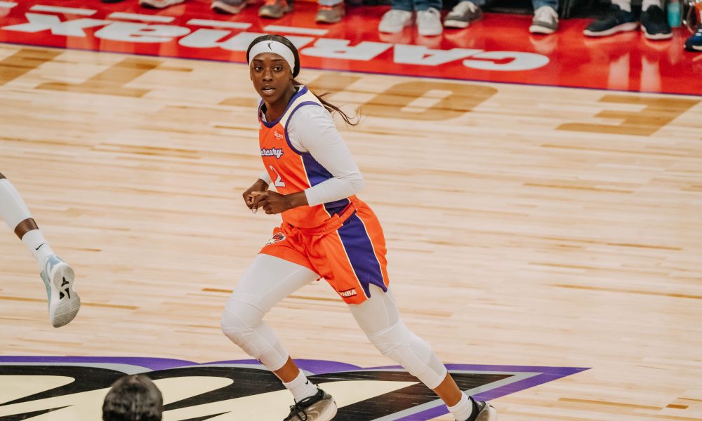 Phoenix Mercury guard Kahleah Copper (No. 2) during the home game against the Seattle Storm on July 2. (Photo- Adrianna Peralta, Trippy Traveler Media)